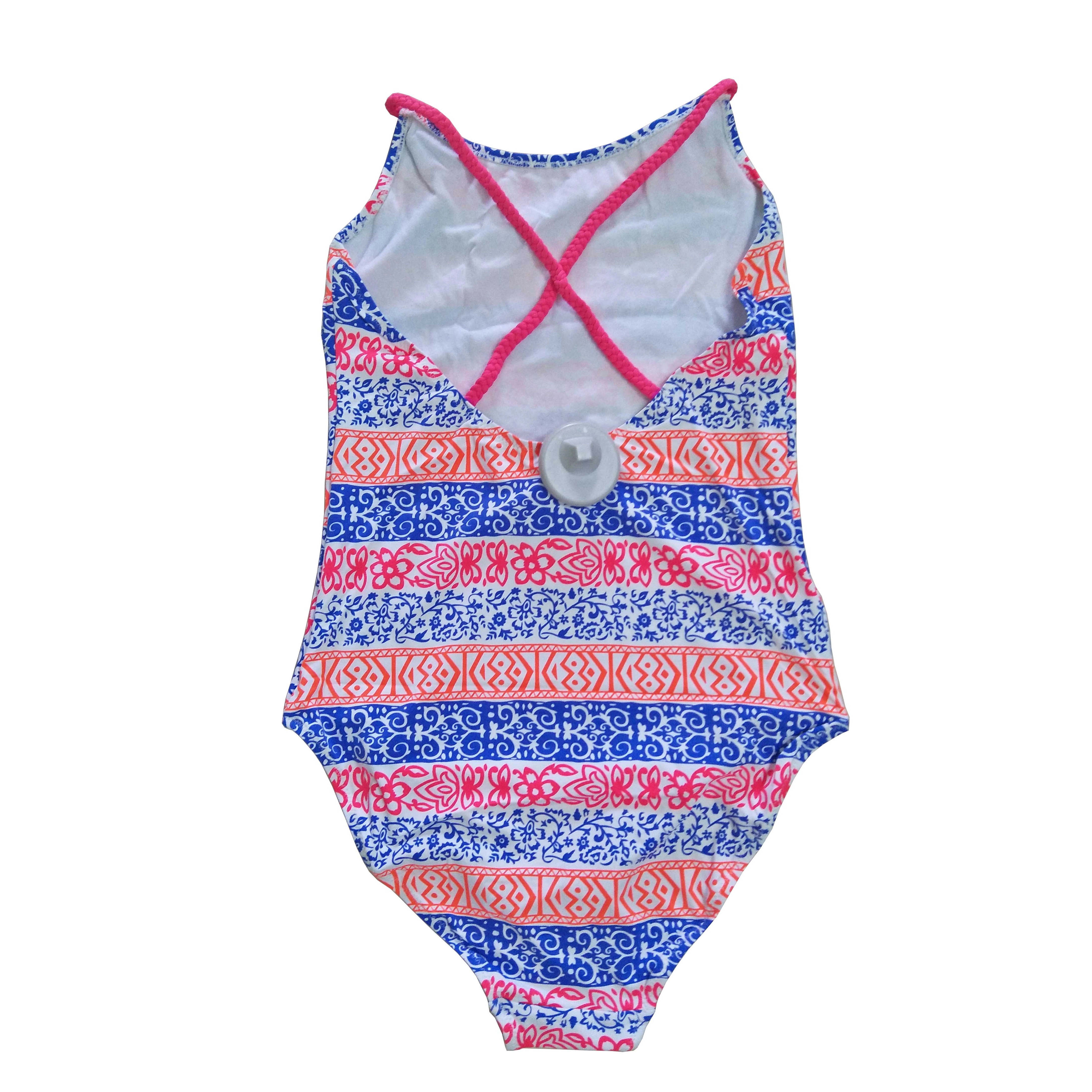 Girls swimsuit kids swimwear one-piece with AOP and braided straps beach wear wet suit OEM orders accepted