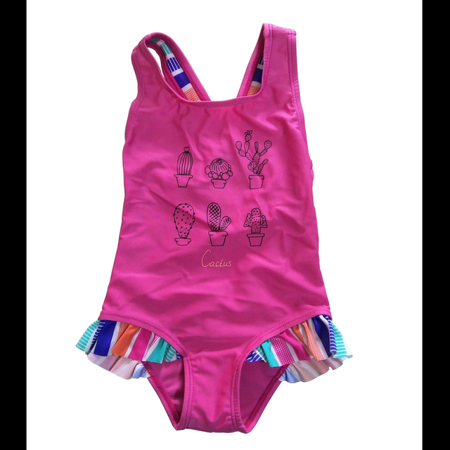 Girls swimsuit kids swimwear one-piece with leg opening frills beach wear wet suit OEM orders accepted