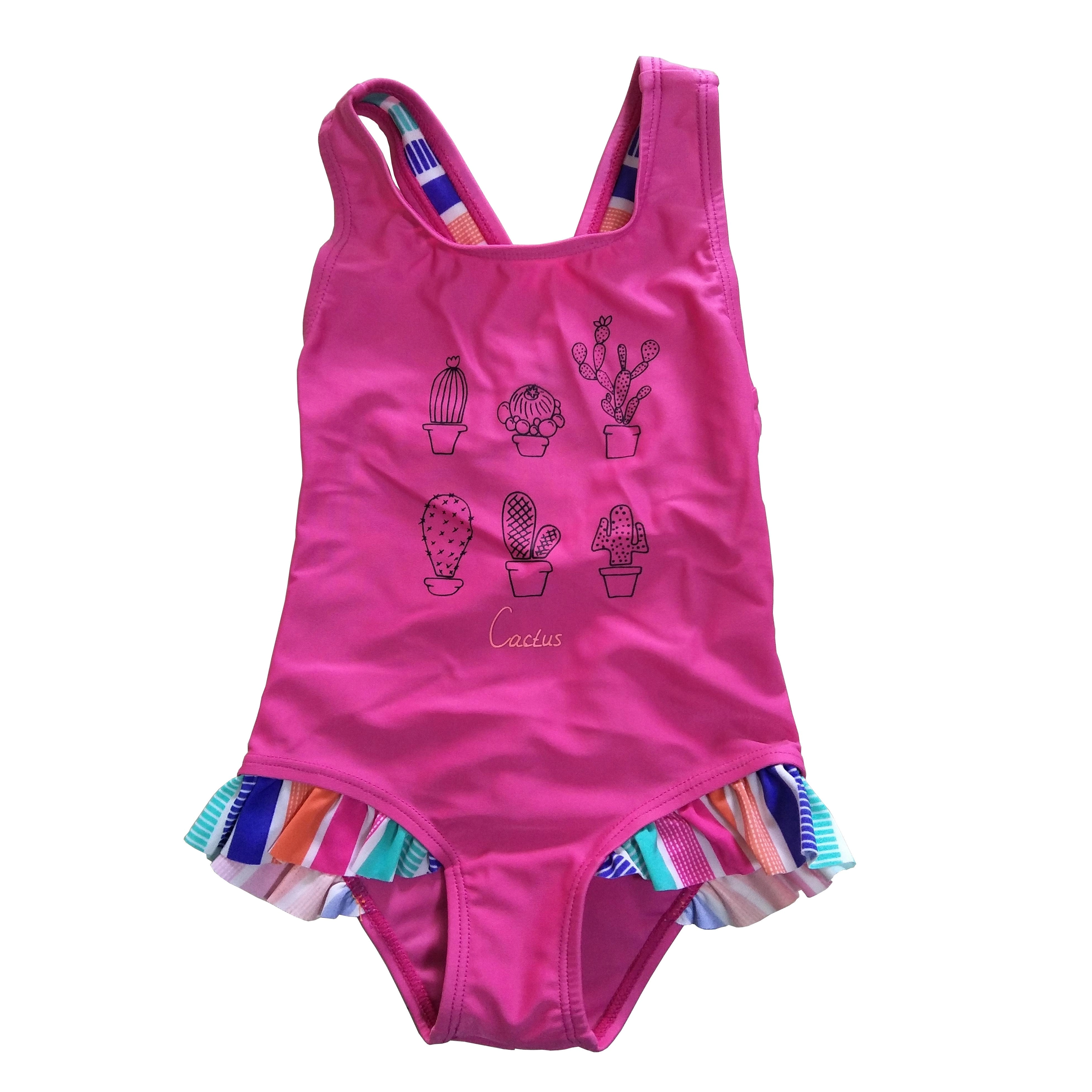 Girls swimsuit kids swimwear one-piece with leg opening frills beach wear wet suit OEM orders accepted