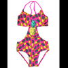 Girls swimwear kids swimsuit all overprint with front rubber print pineapple OEM orders accepted