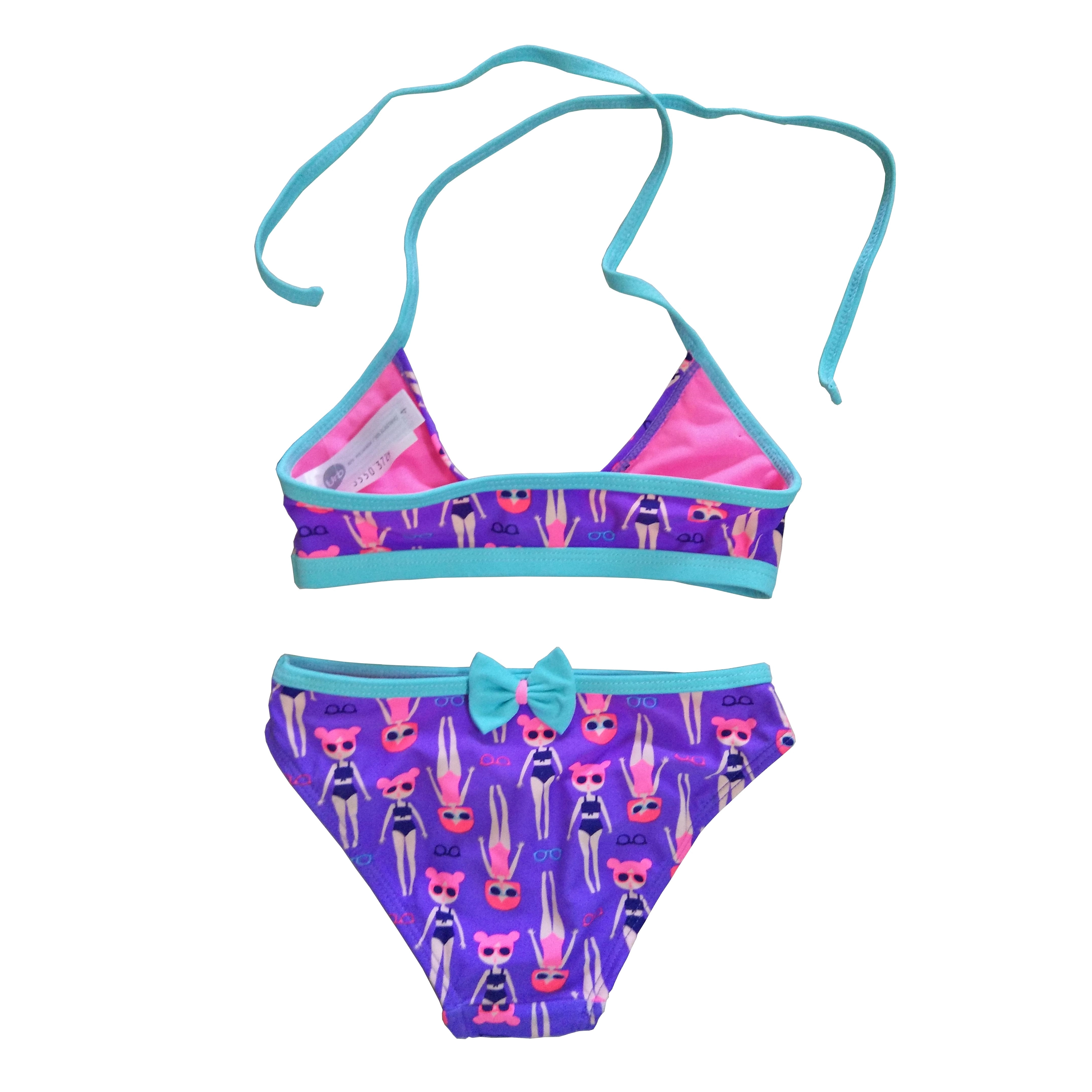 Bikini Girls two-piece swimsuit Girls swimwear kids swimsuit with AOP / BOW custom available OEM orders accepted