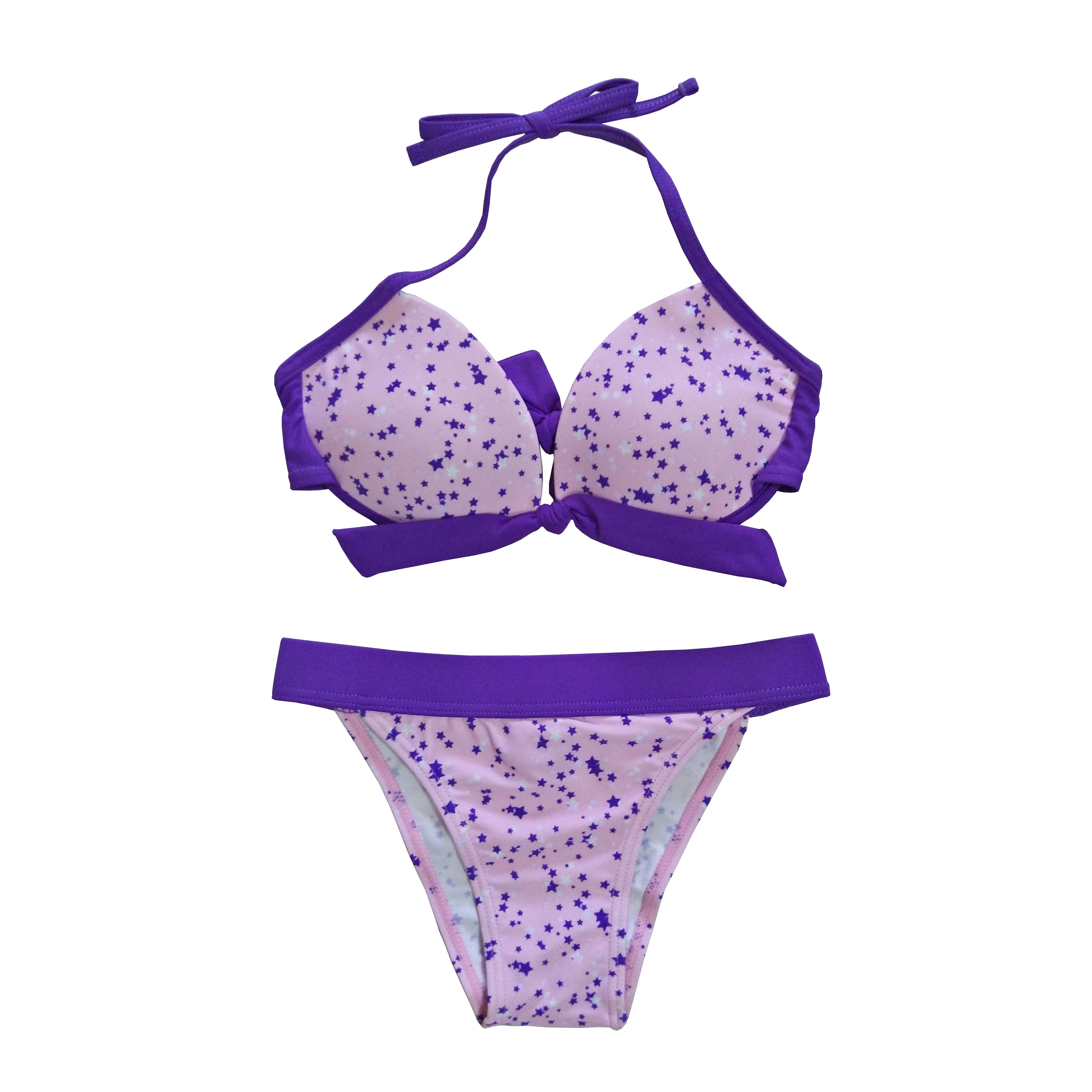 Bikini Girls two-piece swimsuit Girls swimwear kids swimsuit with cups custom available OEM orders accepted