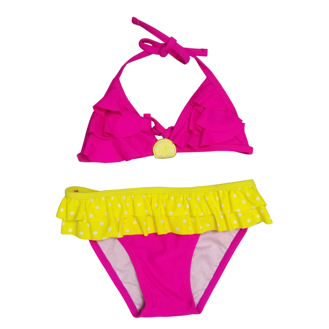 Bikini Girls two-piece swimsuit Girls swimwear kids swimsuit with waist frills custom available OEM orders accepted