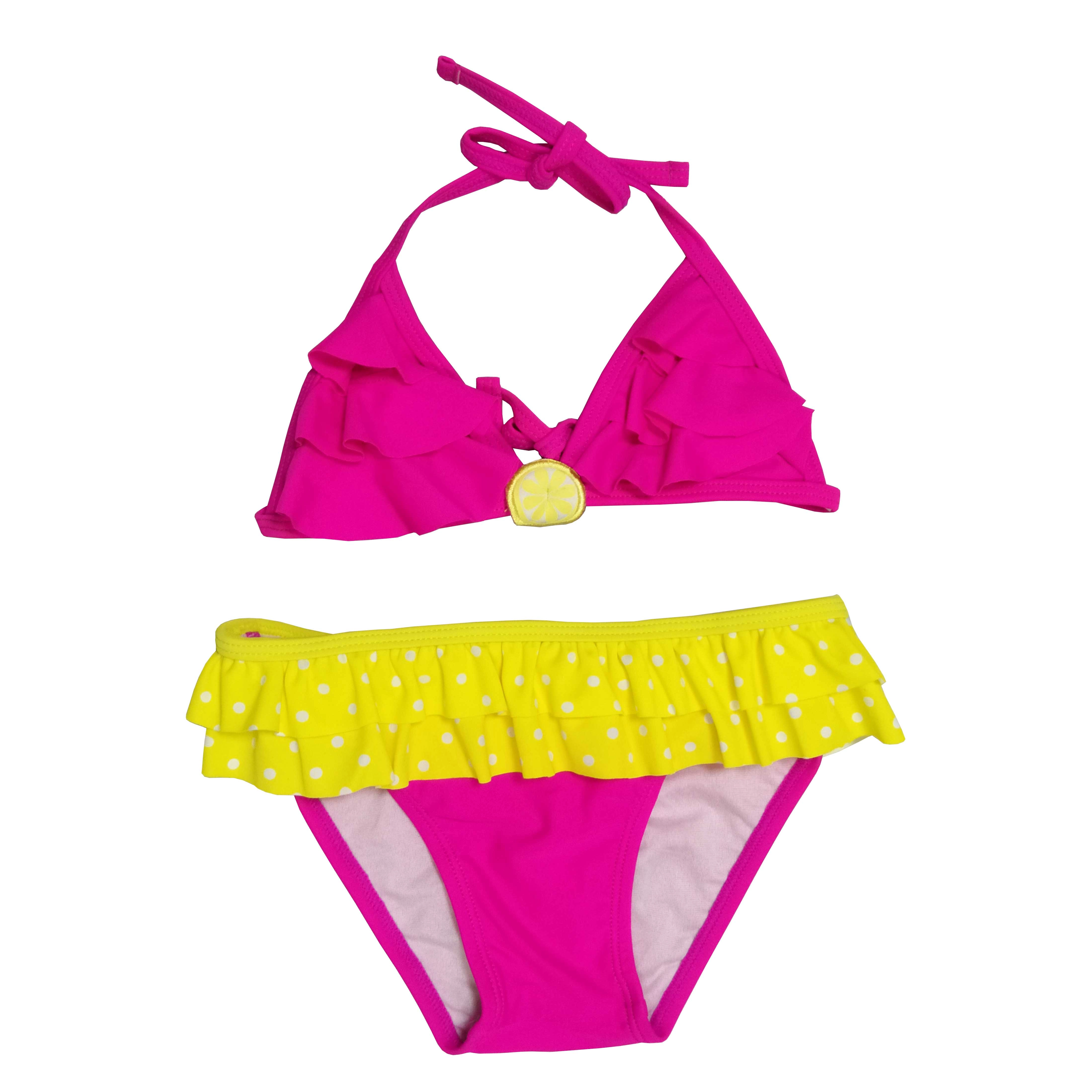 Bikini Girls two-piece swimsuit Girls swimwear kids swimsuit with waist frills custom available OEM orders accepted