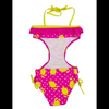 Girls swimwear kids swimsuit all overprint with with neckline lace OEM orders accepted
