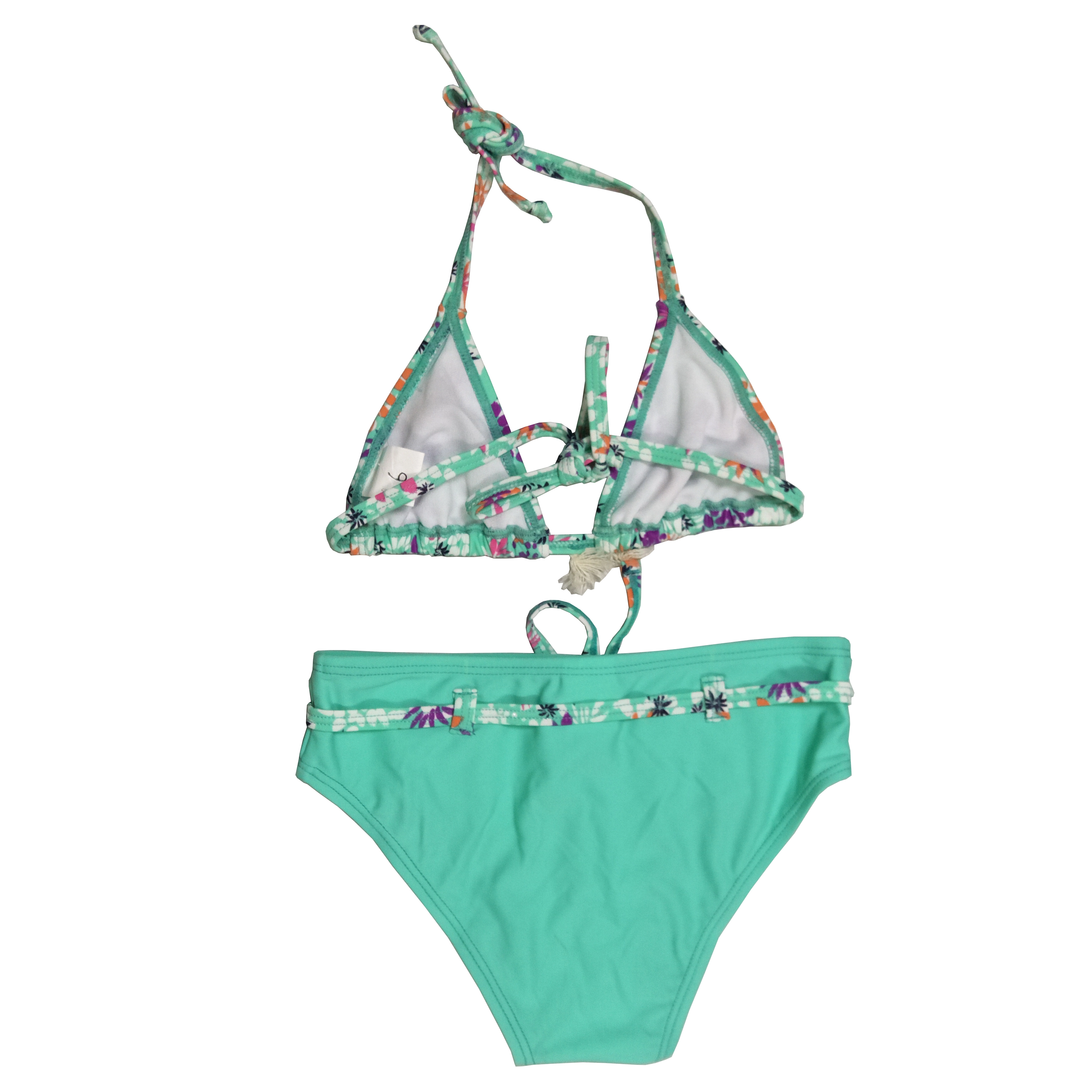 Bikini Girls two-piece swimsuit Girls swimwear kids swimsuit with AOP top and solid bottom custom available OEM orders accepted