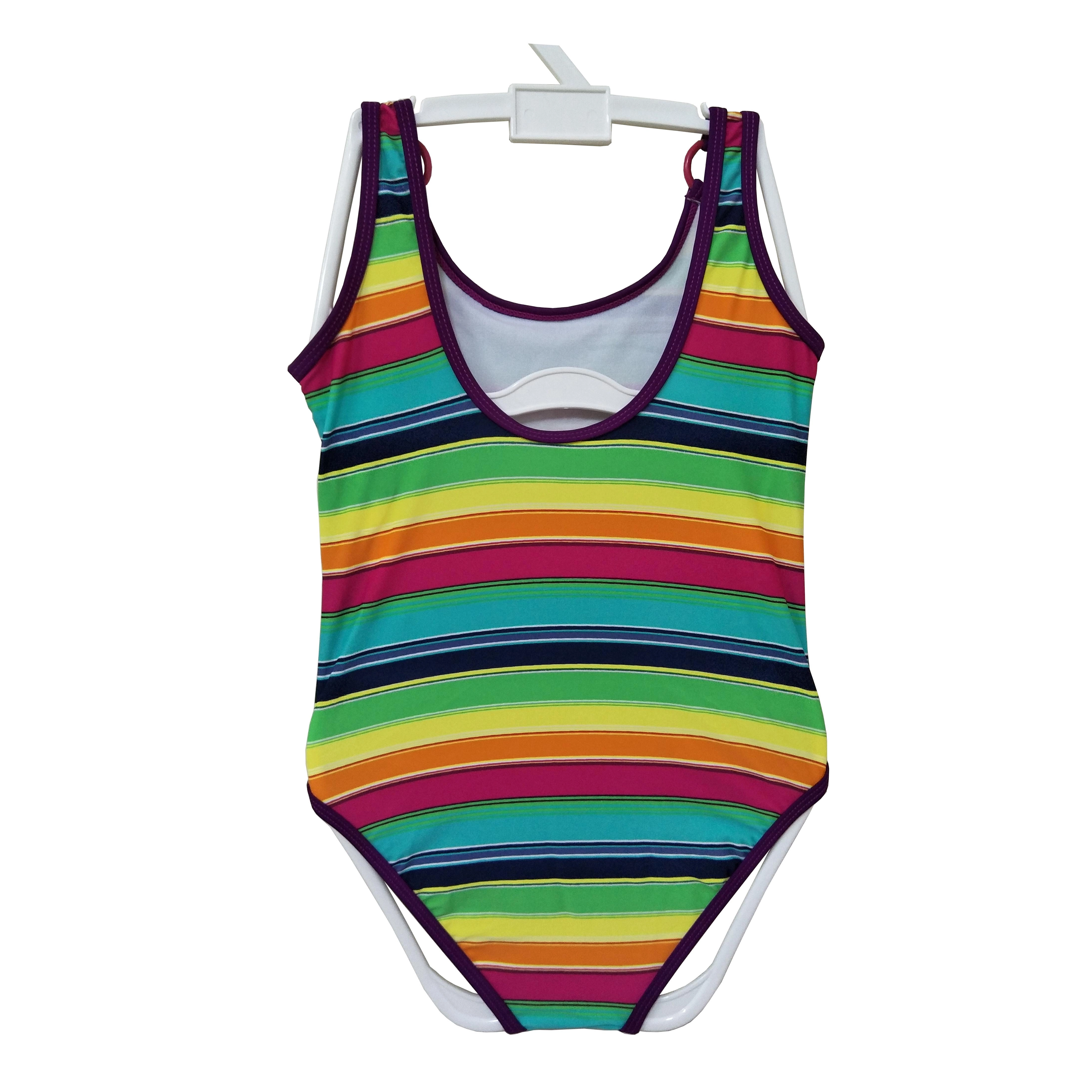 Girls swimsuit kids swimwear one-piece with stripeprint beach wear wet suit OEM orders accepted