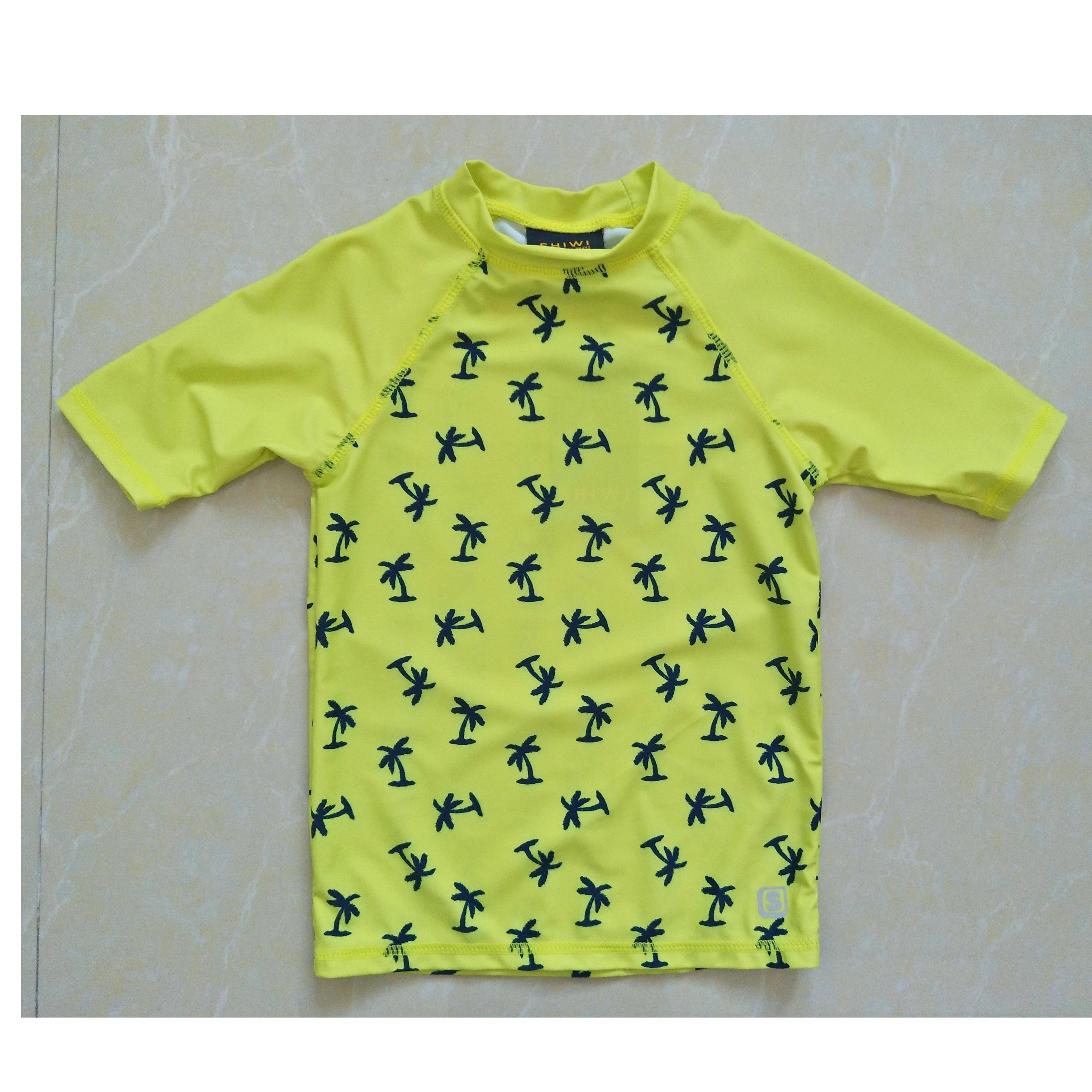 Kids rashguard with short sleeves AOP beach wear swimwear wet suit OEM orders accepted