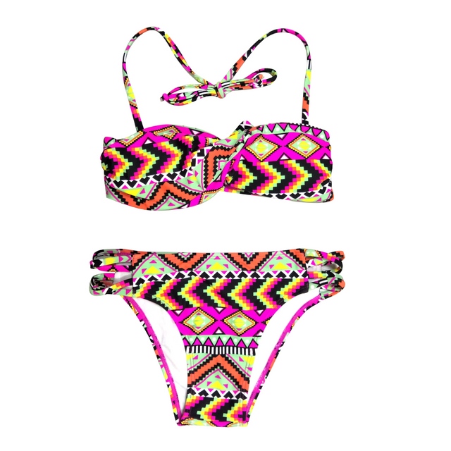 Bikini Girls two-piece swimsuit Girls swimwear kids swimsuit with bandeau top custom available OEM orders accepted