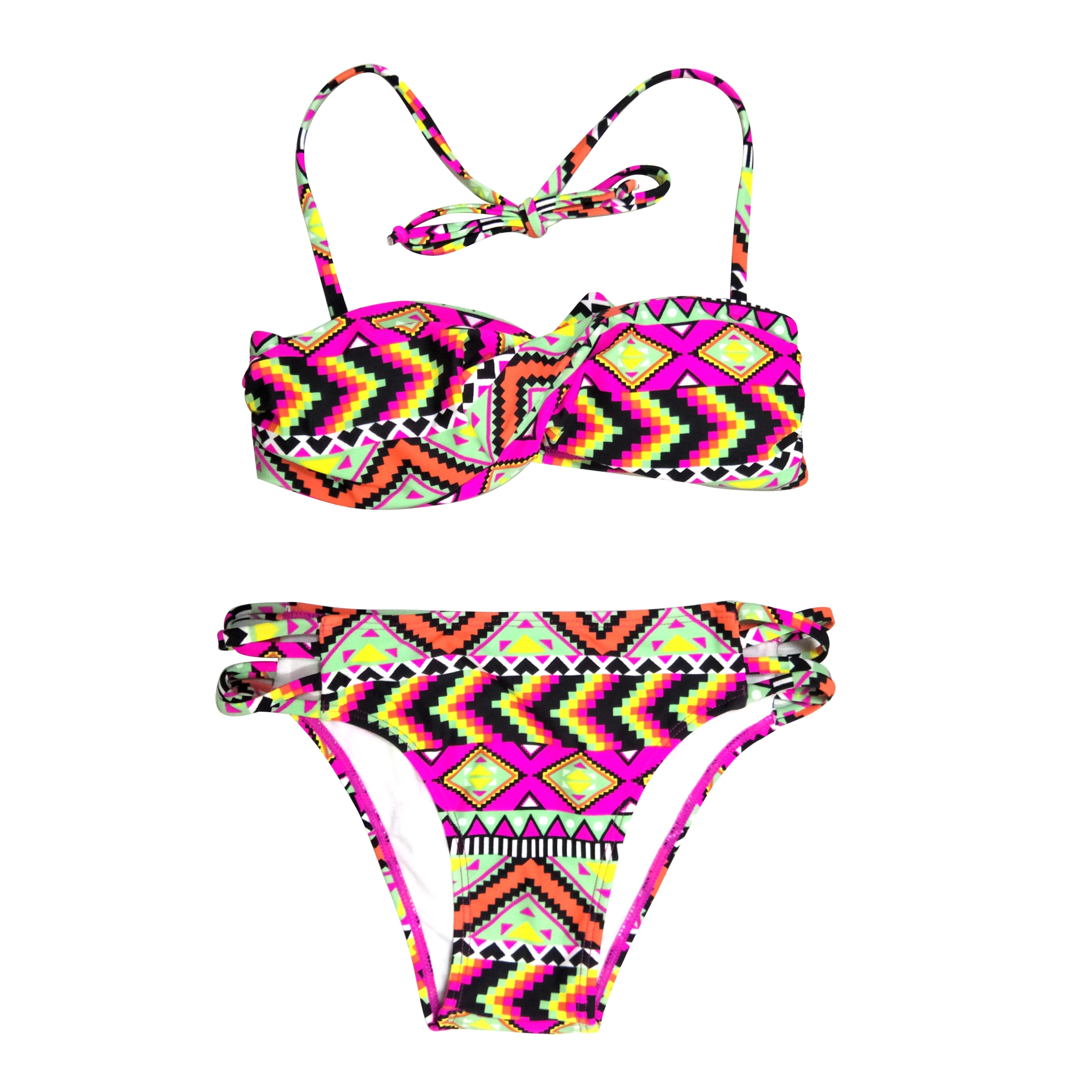 Bikini Girls two-piece swimsuit Girls swimwear kids swimsuit with bandeau top custom available OEM orders accepted