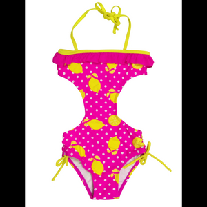 Girls swimwear kids swimsuit all overprint with with neckline lace OEM orders accepted