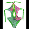 Girls swimwear kids swimsuit with neck ties swimsuit print with decoration