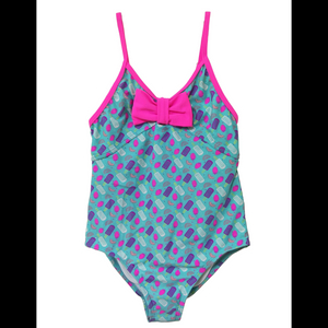Girls swimwear kids swimsuit all overprint with bows OEM orders accepted