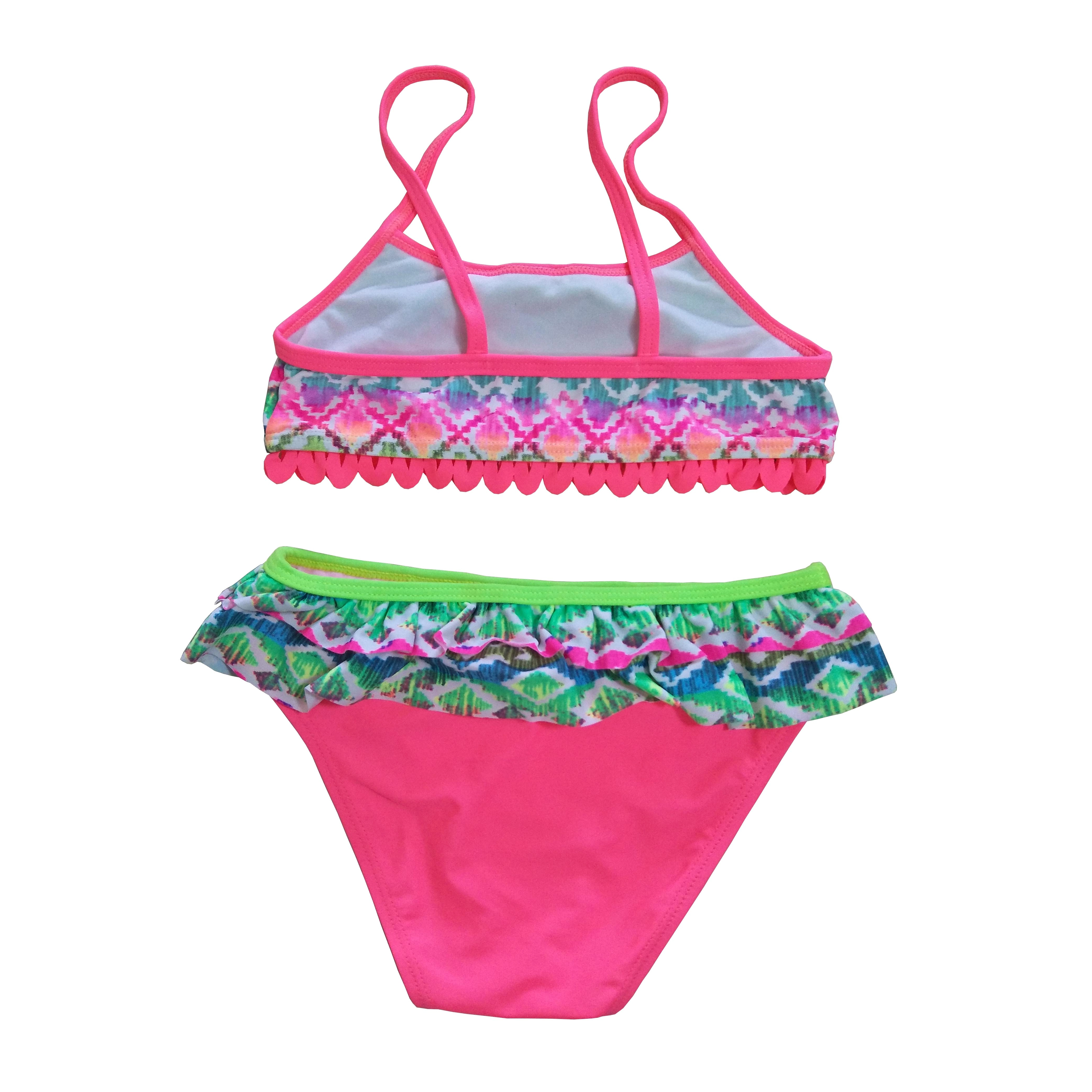 Girls swimwear girls swimsuit bikini all over print with frills beach wear OEM orders accepted custom swimsuit