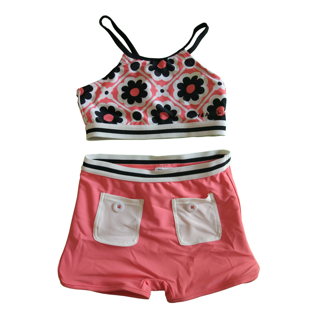 Bikini Girls two-piece swimsuit Girls swimwear kids swimsuit with solid trunk custom available OEM orders accepted