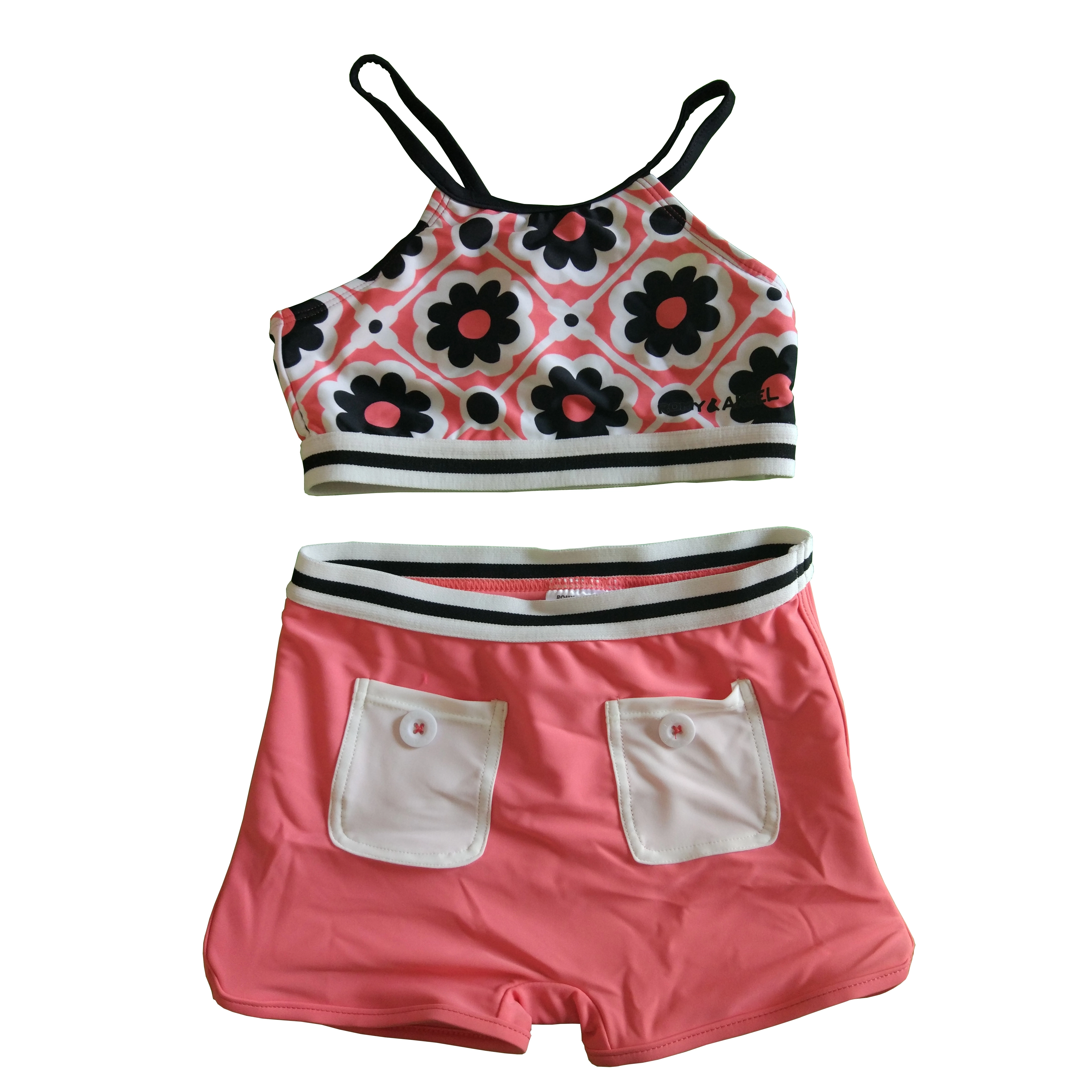 Bikini Girls two-piece swimsuit Girls swimwear kids swimsuit with solid trunk custom available OEM orders accepted