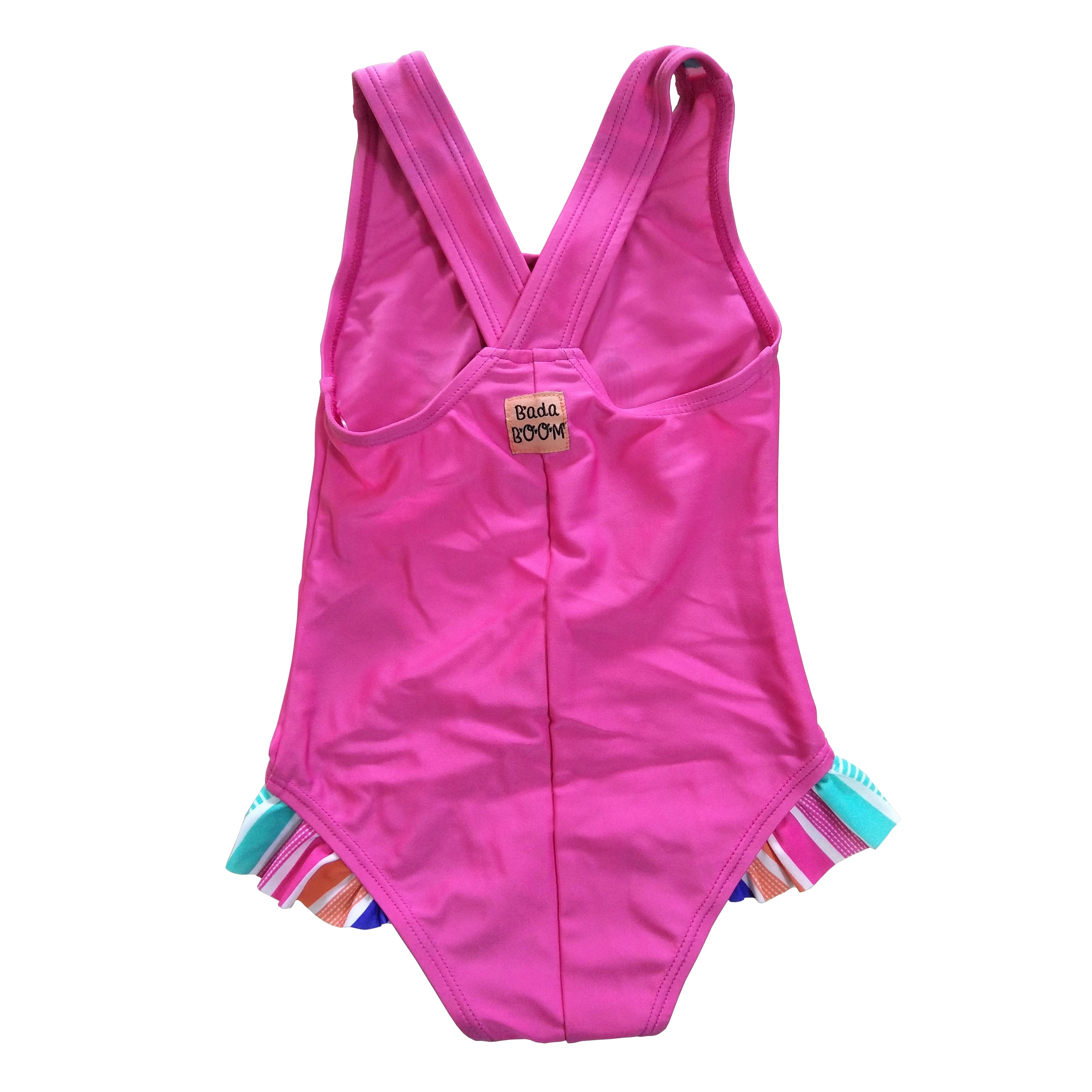 Girls swimsuit kids swimwear one-piece with leg opening frills beach wear wet suit OEM orders accepted