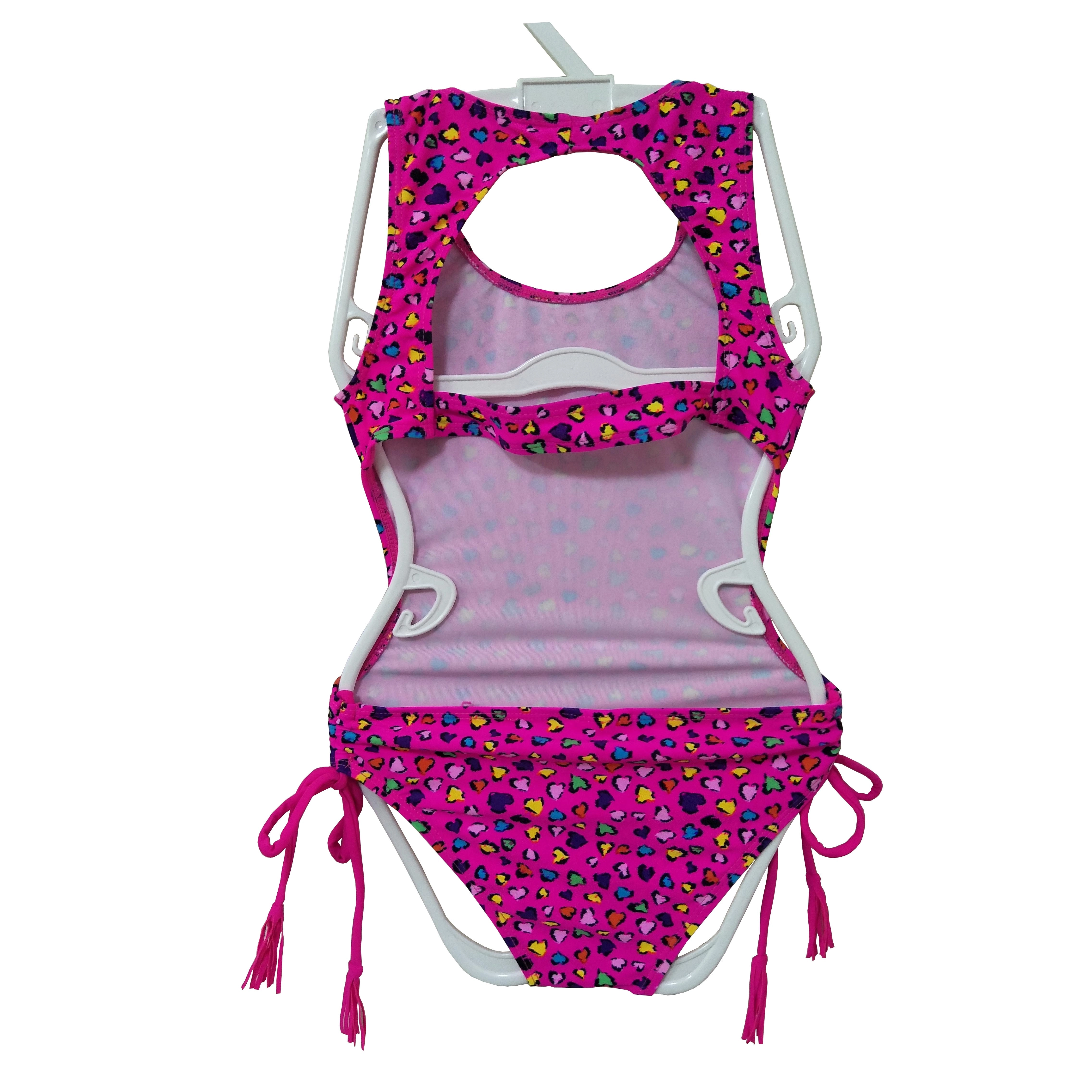 Girls swimwear kids swimsuit all overprint with let-opening bows OEM orders accepted