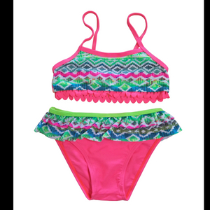 Girls swimwear girls swimsuit bikini all over print with frills beach wear OEM orders accepted custom swimsuit