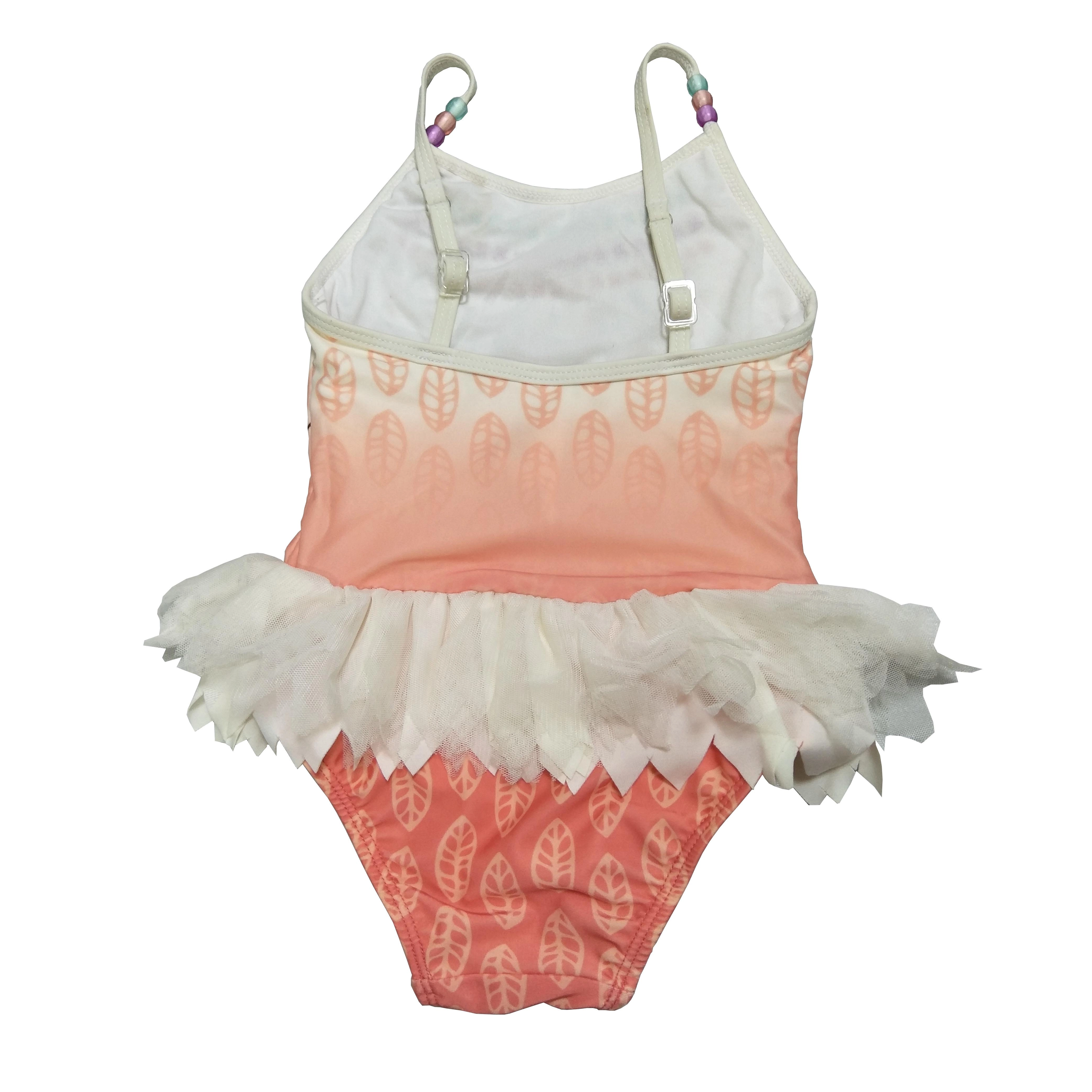 Girls swimsuit kids swimwear one-piece with waist frills digital print beach wear wet suit OEM orders accepted