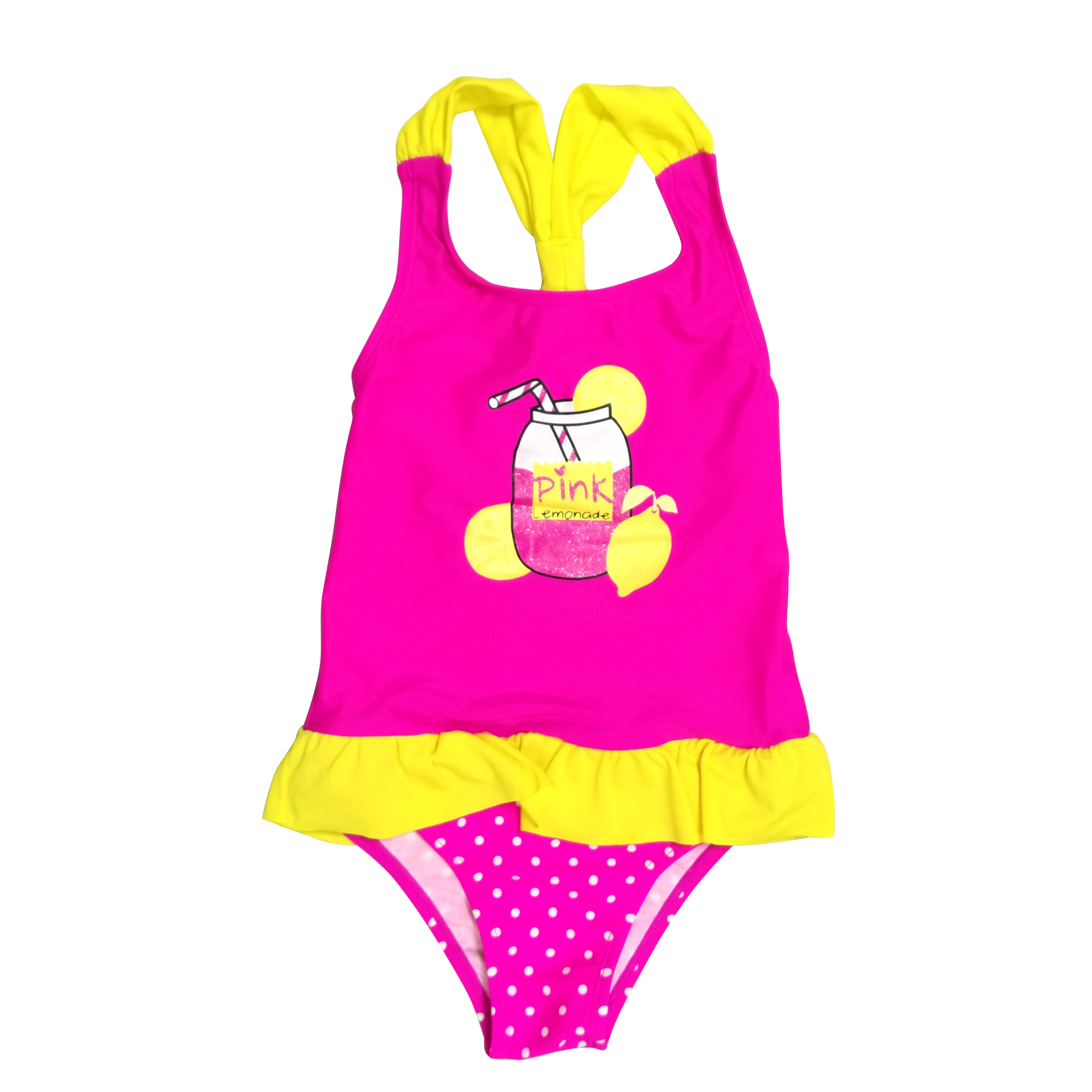 Girls swimsuit kids swimwear one-piece with waist frills beach wear wet suit OEM orders accepted