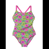 Girls swimsuit kids swimwear one-piece with AOP and solid straps beach wear wet suit OEM orders accepted