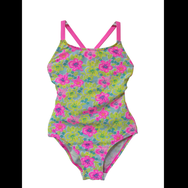 Girls swimsuit kids swimwear one-piece with AOP and solid straps beach wear wet suit OEM orders accepted