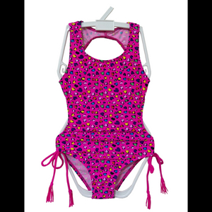 Girls swimwear kids swimsuit all overprint with let-opening bows OEM orders accepted
