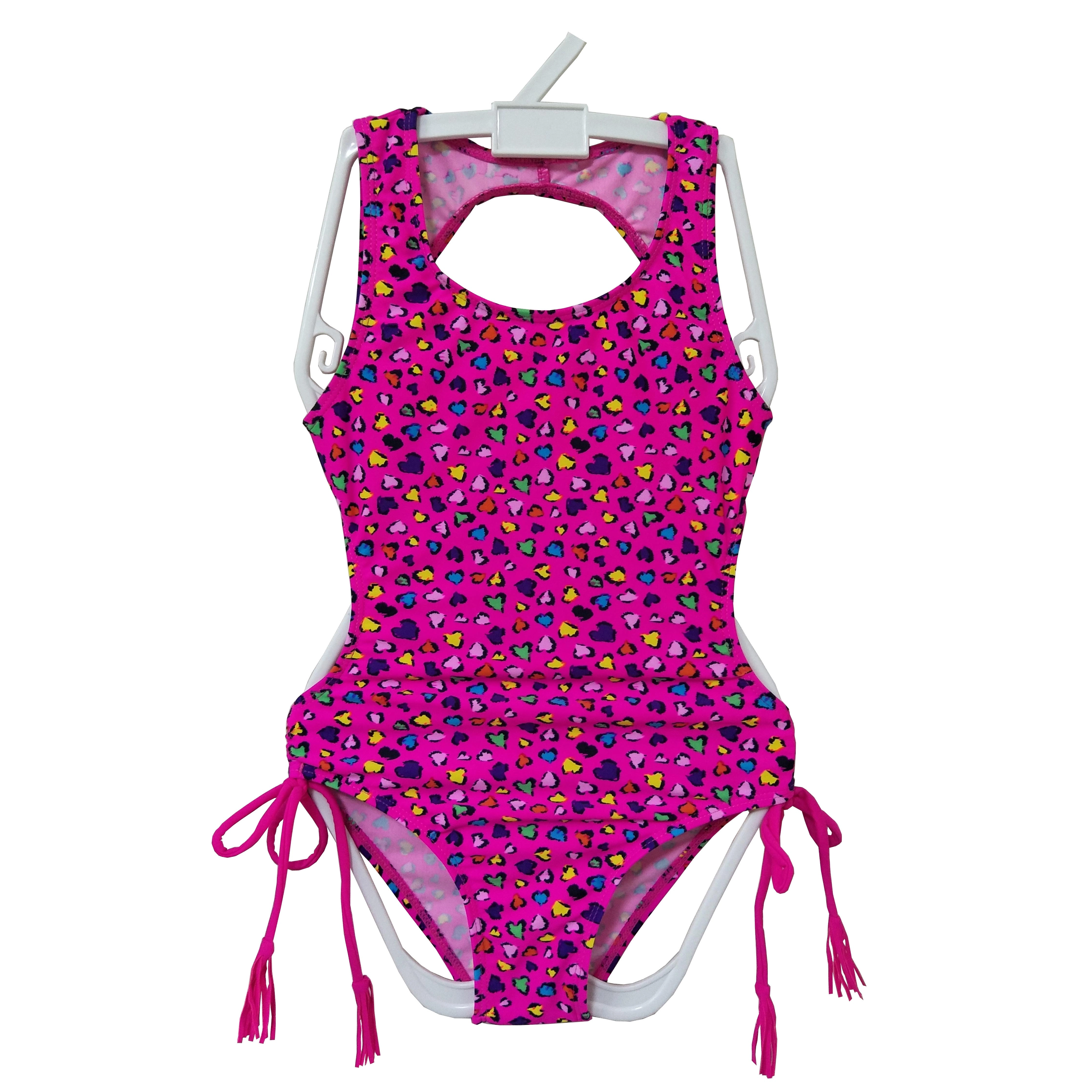 Girls swimwear kids swimsuit all overprint with let-opening bows OEM orders accepted