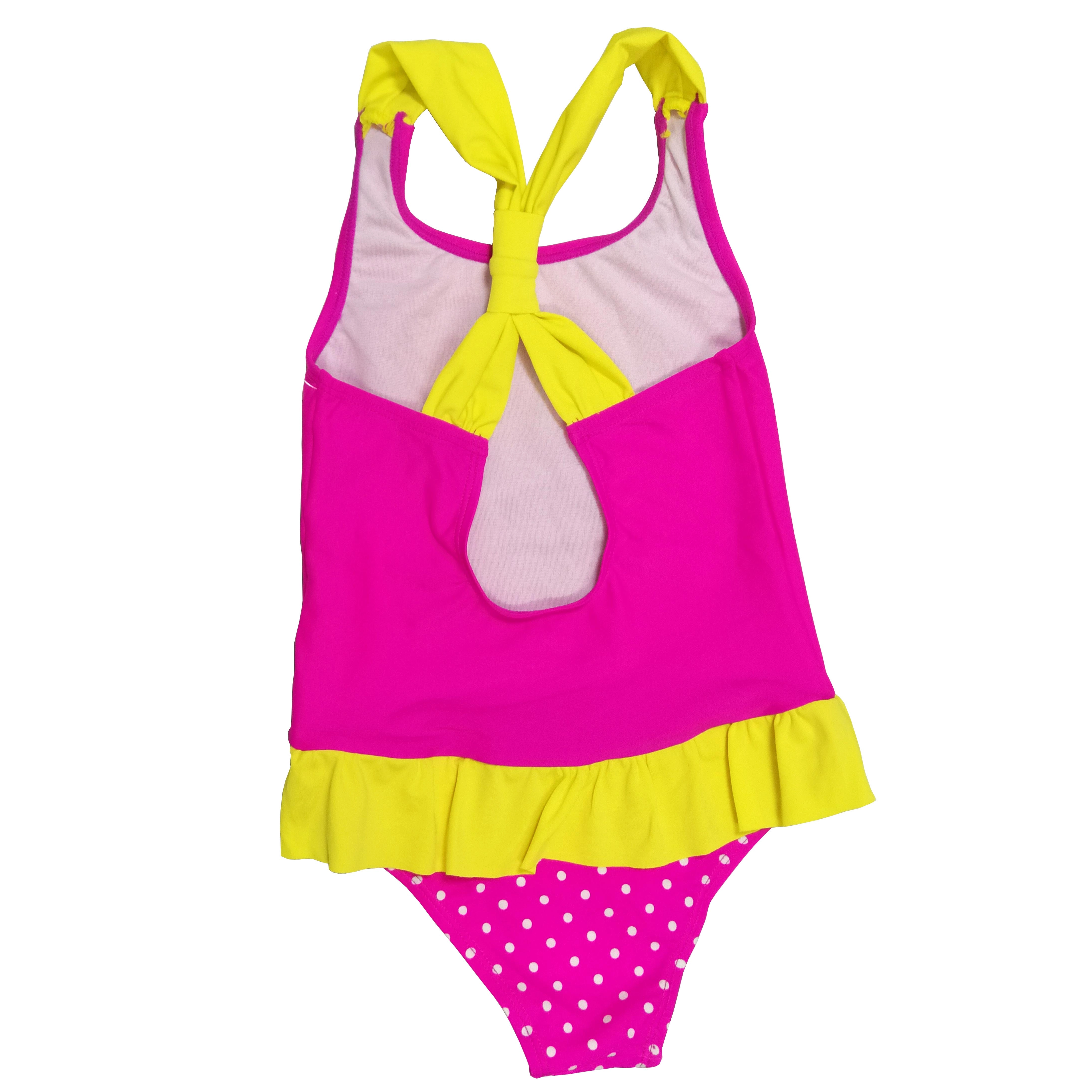 Girls swimsuit kids swimwear one-piece with waist frills beach wear wet suit OEM orders accepted