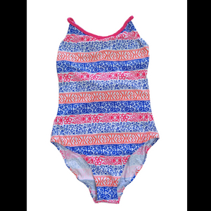 Girls swimsuit kids swimwear one-piece with AOP and braided straps beach wear wet suit OEM orders accepted