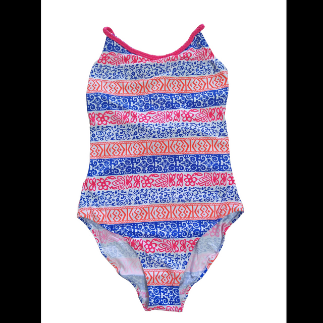 Girls swimsuit kids swimwear one-piece with AOP and braided straps beach wear wet suit OEM orders accepted