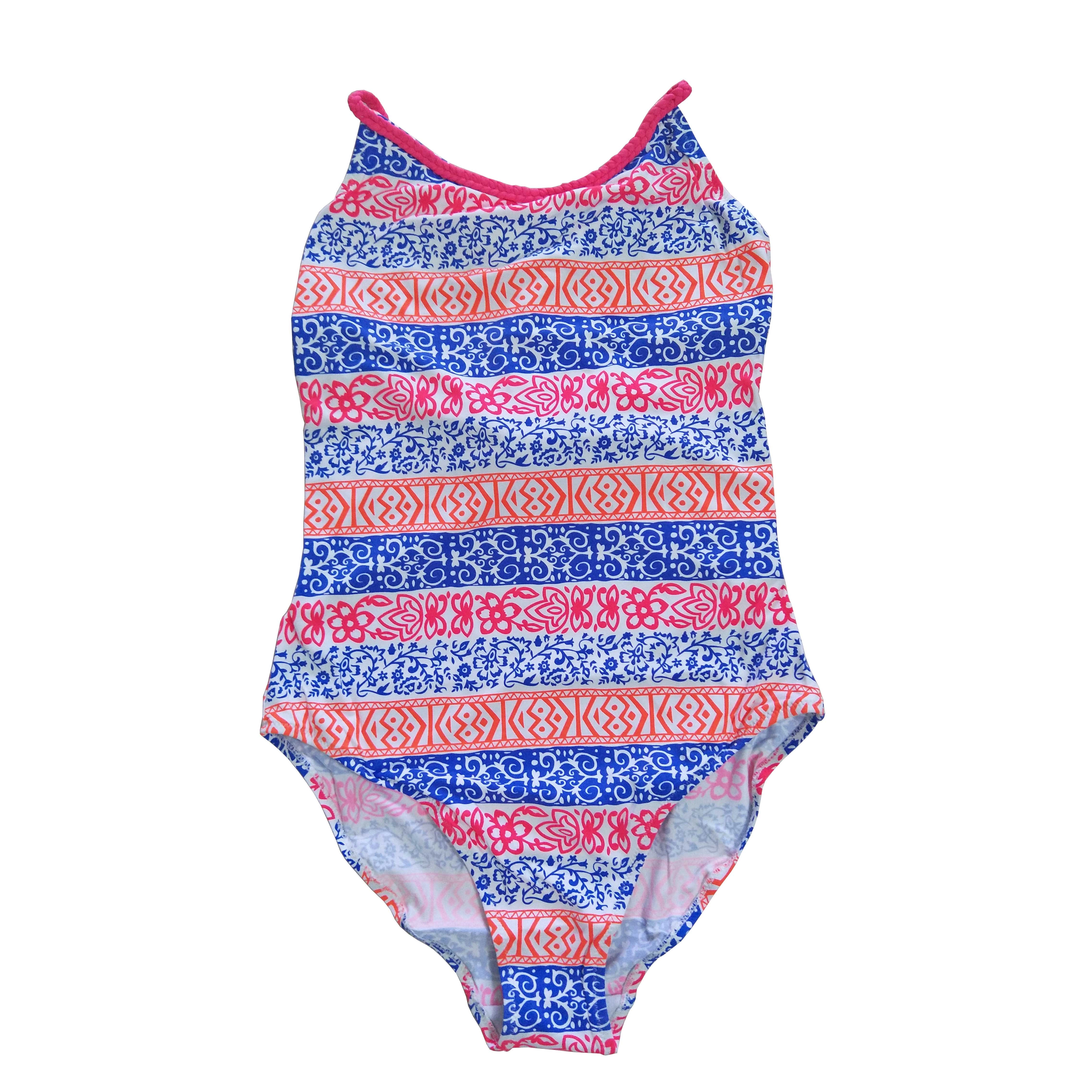Girls swimsuit kids swimwear one-piece with AOP and braided straps beach wear wet suit OEM orders accepted