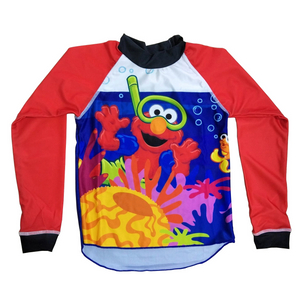 Kids rashguard with long sleeve front print beach wear swimwear wet suit OEM orders accepted
