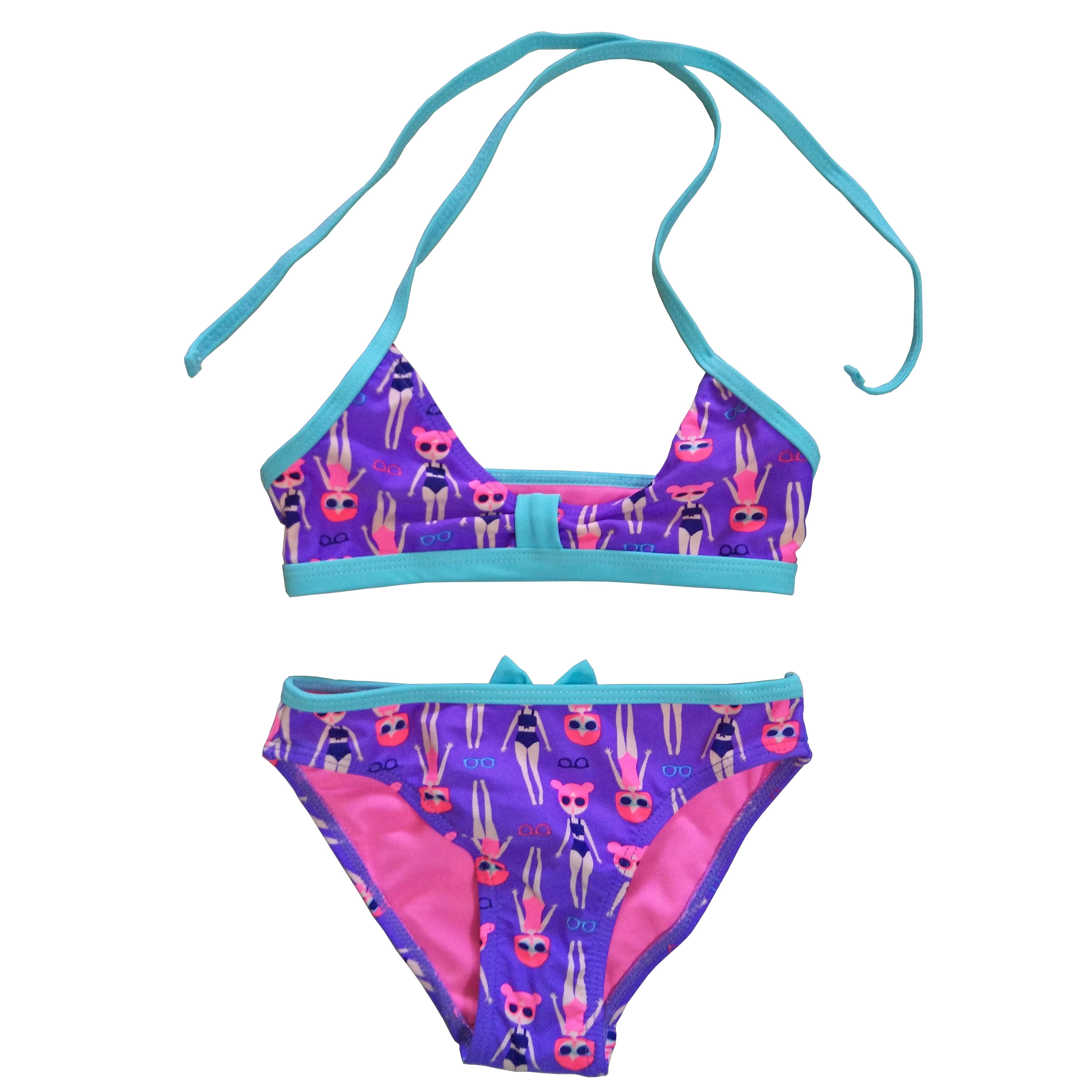 Bikini Girls two-piece swimsuit Girls swimwear kids swimsuit with AOP / BOW custom available OEM orders accepted