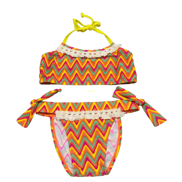 Bikini Girls two-piece swimsuit Girls swimwear kids swimsuit with bottom bows beach wear custom available OEM orders accepted