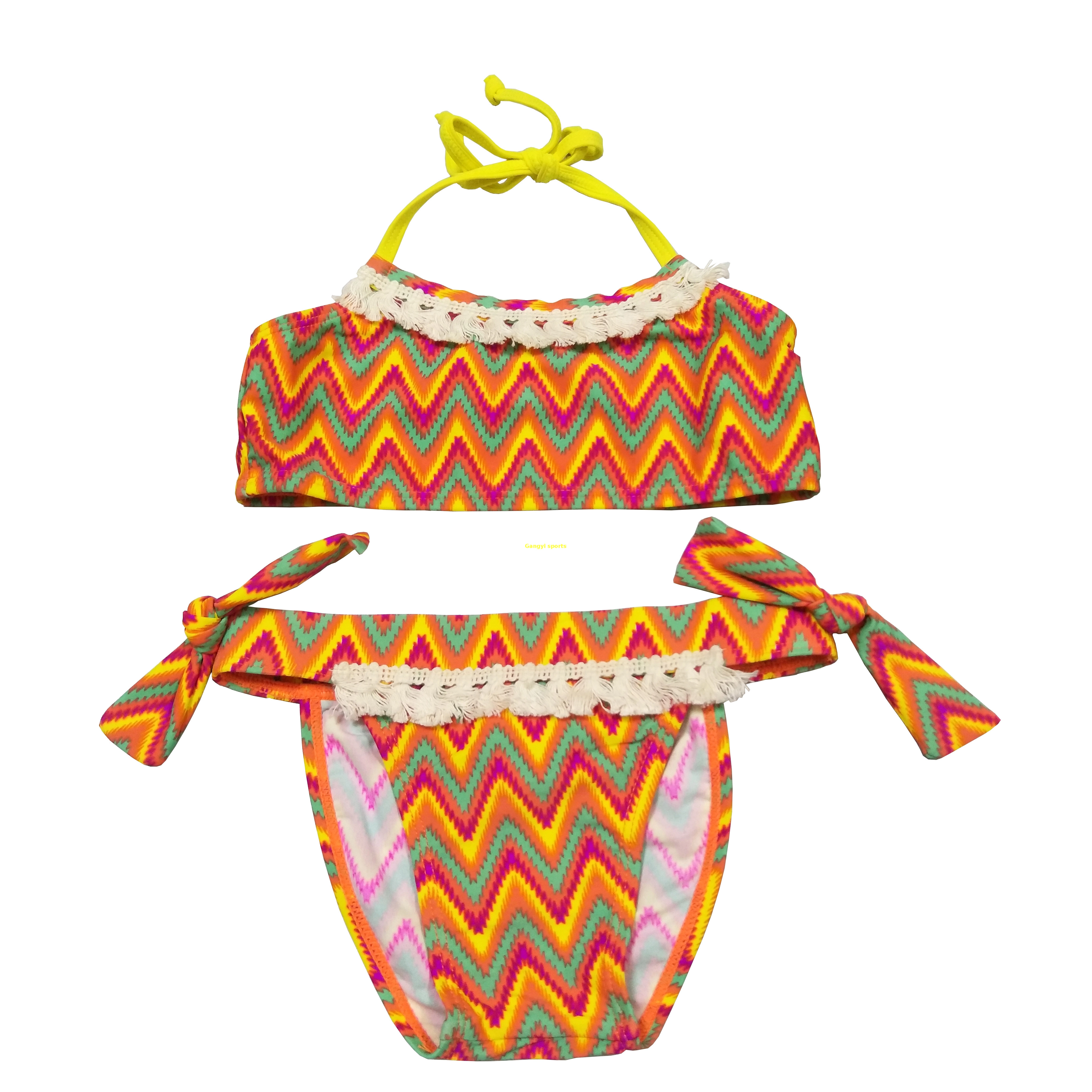 Bikini Girls two-piece swimsuit Girls swimwear kids swimsuit with bottom bows beach wear custom available OEM orders accepted