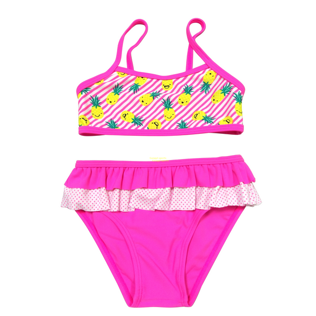 Bikini Girls two-piece swimsuit Girls swimwear kids swimsuit with AOP top custom available OEM orders accepted