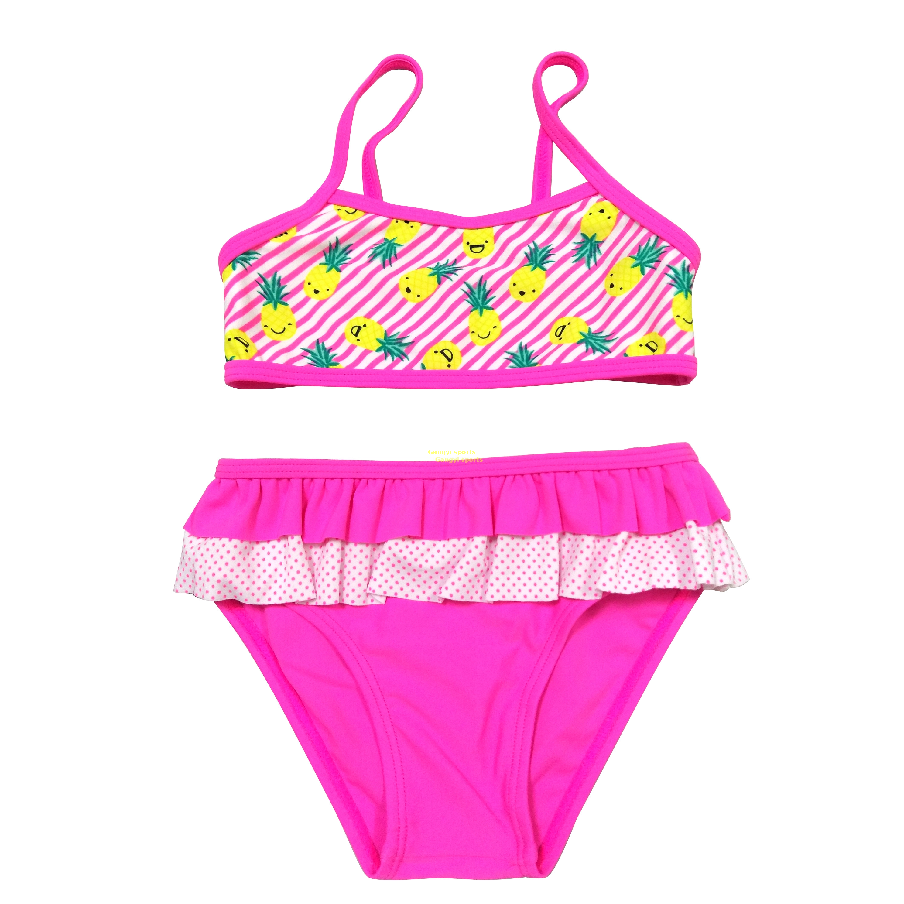 Bikini Girls two-piece swimsuit Girls swimwear kids swimsuit with AOP top custom available OEM orders accepted