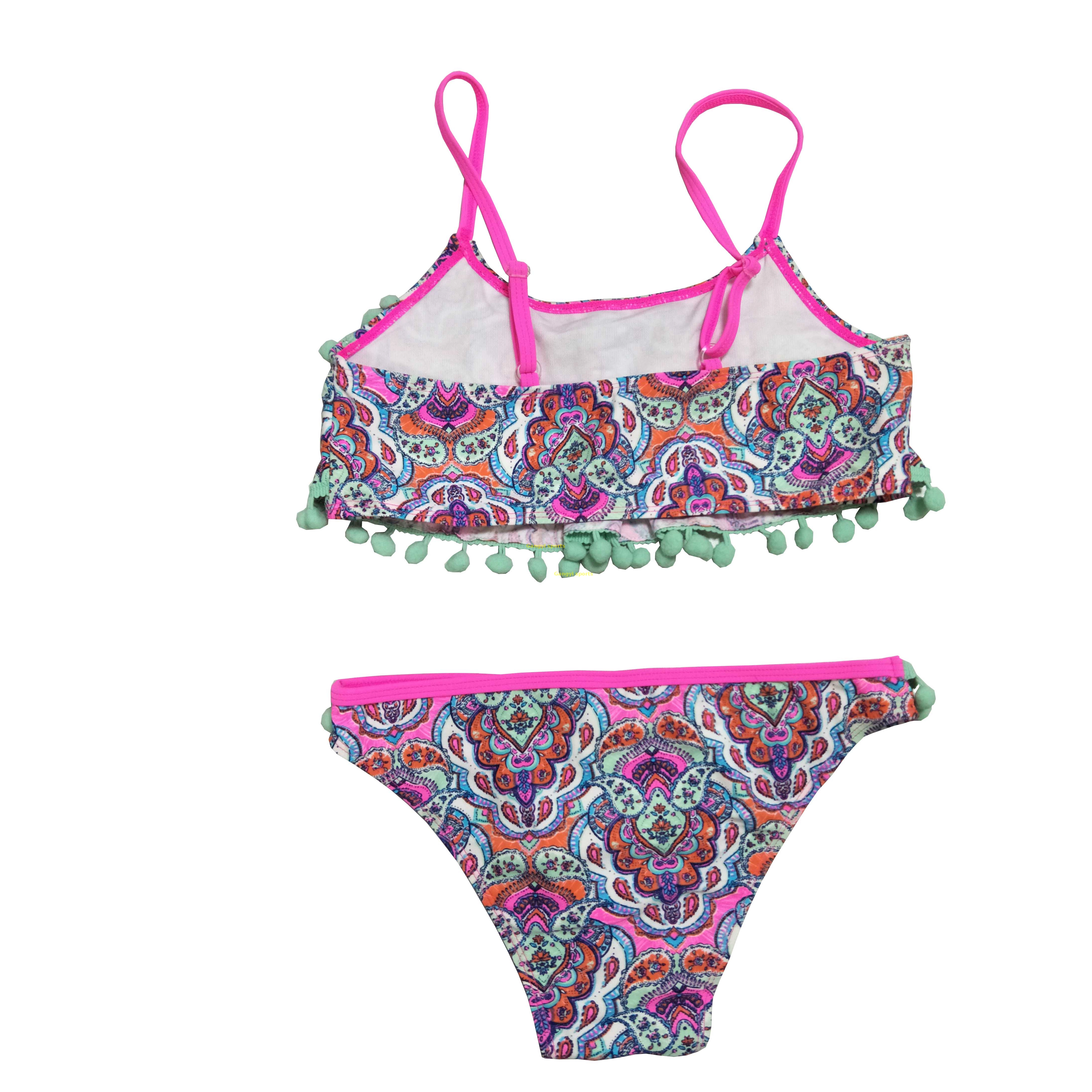 Bikini Girls two-piece swimsuit Girls swimwear kids swimsuit with top frills custom available OEM orders accepted
